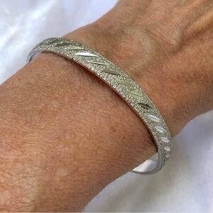 Vintage Monet Silver Textured Bangle Bracelet